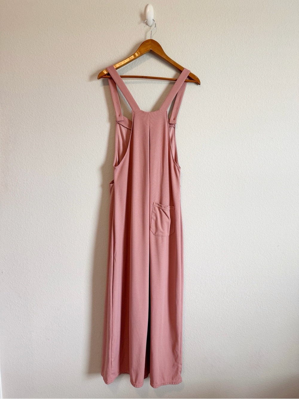 Halara Rose Pink Waffle Wide Leg Pleated Overalls Jumpsuit Size Medium - Picture 10 of 11